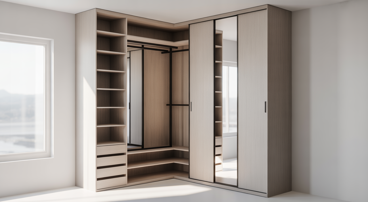 Modern walk in wardrobe design for Indian homes